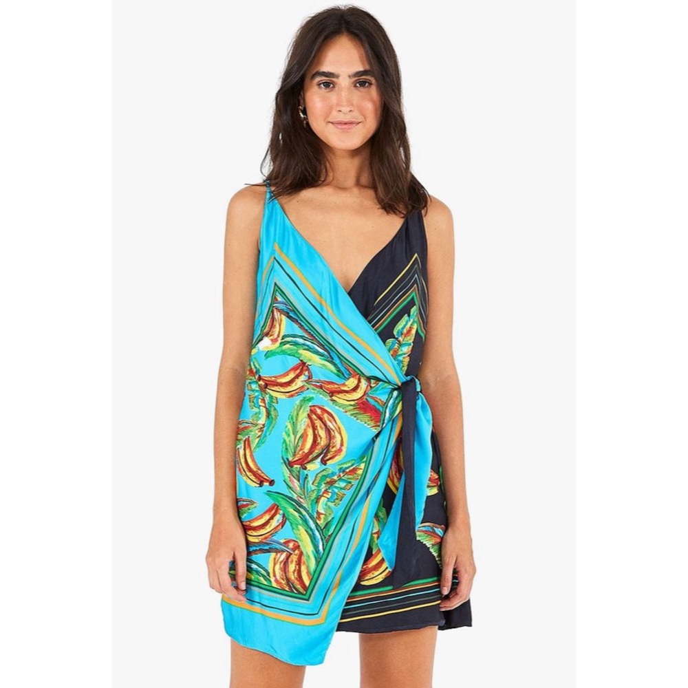 FARM Rio Mixed Banana Mini Wrap Dress